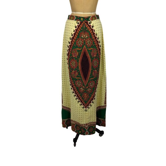 Unbranded Dresses & Skirts - Vintage 70s Ethnic Skirt Womens M Medallion Cotton Print Maxi Hippie Boho Flamen